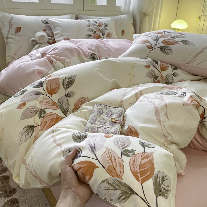 91家纺网 家纺一手货源 找家纺 红日子纺织品 2025新款A类全棉印花单被套 泊影枫叶