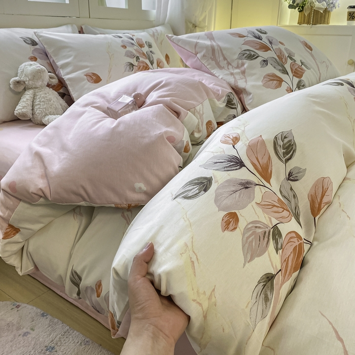 91家纺网 家纺一手货源 找家纺 红日子纺织品 2025新款A类全棉印花单被套 泊影枫叶