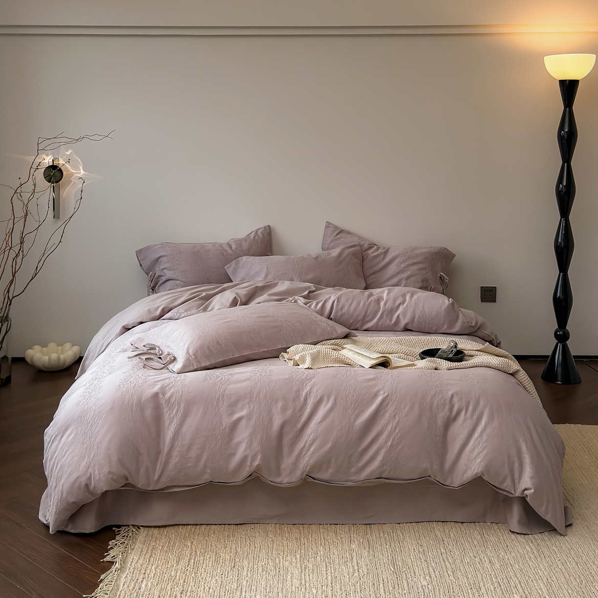 91家纺网 家纺一手货源 找家纺 （总）简纯主义 2025新款A类磨毛浮雕提花四件套-图二