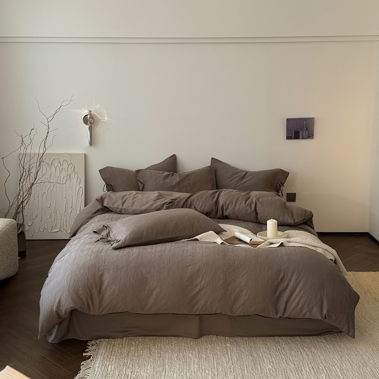 91家纺网 家纺一手货源 找家纺 （总）简纯主义 2025新款A类磨毛浮雕提花四件套-图二