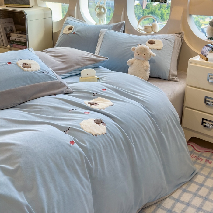 91家纺网 家纺一手货源 找家纺 （总）席世家 2025新款婴儿绒贴布绣四件套