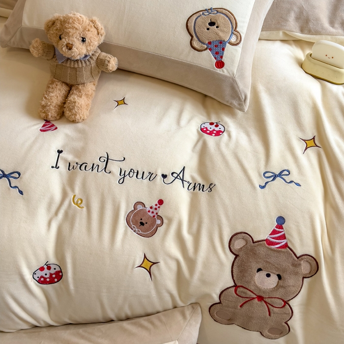 91家纺网 家纺一手货源 找家纺 （总）席世家 2025新款婴儿绒贴布绣四件套