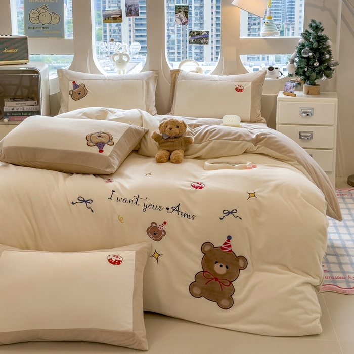 91家纺网 家纺一手货源 找家纺 （总）席世家 2025新款婴儿绒贴布绣四件套