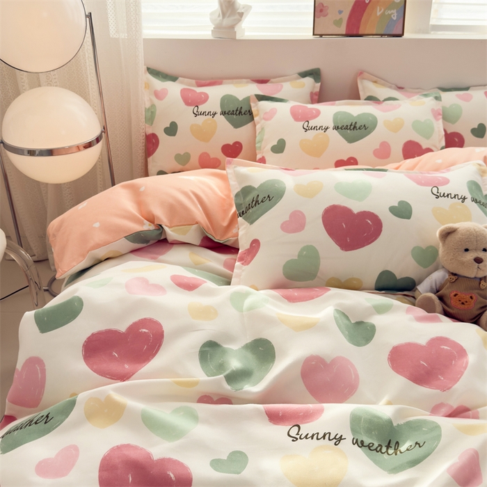 91家纺网 家纺一手货源 找家纺 2025新款直播爆款高克重植物羊绒四件套 彩心甜梦