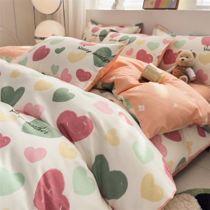 91家纺网 家纺一手货源 找家纺 2025新款直播爆款高克重植物羊绒四件套 彩心甜梦