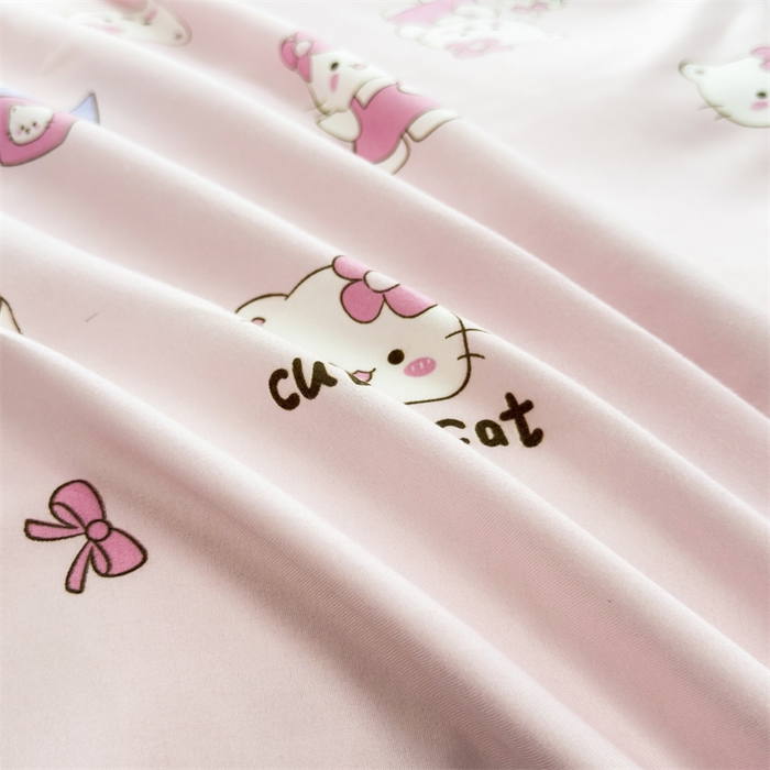 91家纺网 家纺一手货源 找家纺 2025新款直播爆款高克重植物羊绒四件套 萌喵乐园