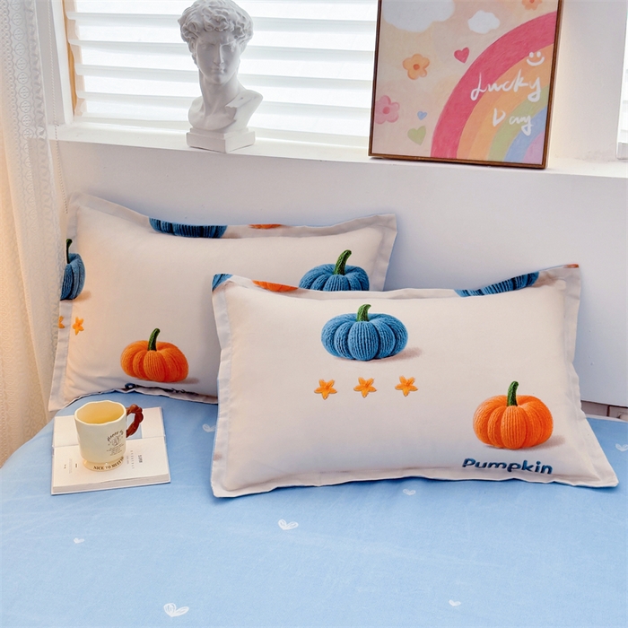 91家纺网 家纺一手货源 找家纺 2025新款直播爆款高克重植物羊绒四件套 南瓜派对