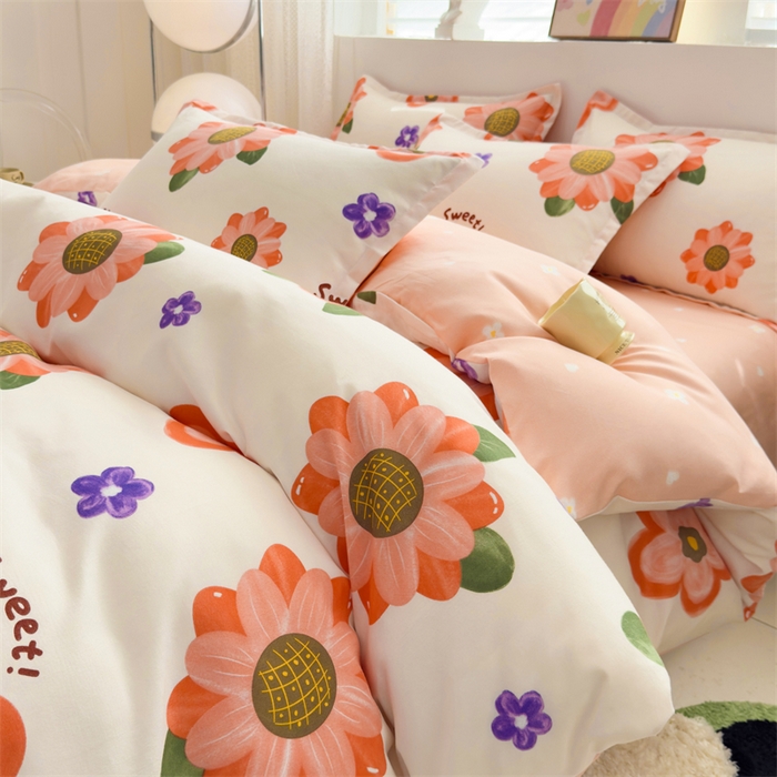 91家纺网 家纺一手货源 找家纺 2025新款直播爆款高克重植物羊绒四件套 暖阳花簇