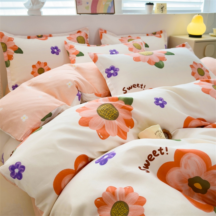 91家纺网 家纺一手货源 找家纺 2025新款直播爆款高克重植物羊绒四件套 暖阳花簇