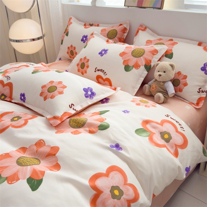 91家纺网 家纺一手货源 找家纺 2025新款直播爆款高克重植物羊绒四件套 暖阳花簇