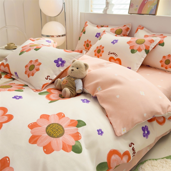 91家纺网 家纺一手货源 找家纺 2025新款直播爆款高克重植物羊绒四件套 暖阳花簇