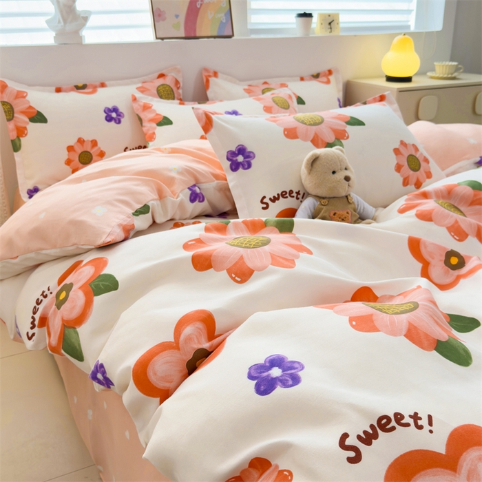 91家纺网 家纺一手货源 找家纺 2025新款直播爆款高克重植物羊绒四件套 暖阳花簇