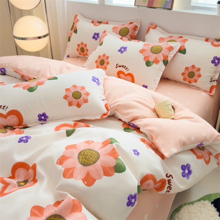 91家纺网 家纺一手货源 找家纺 2025新款直播爆款高克重植物羊绒四件套 暖阳花簇