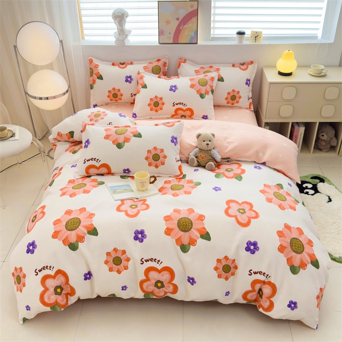 91家纺网 家纺一手货源 找家纺 2025新款直播爆款高克重植物羊绒四件套 暖阳花簇