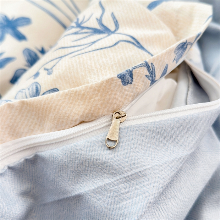 91家纺网 家纺一手货源 找家纺 2025新款直播爆款高克重植物羊绒四件套 青花野卉