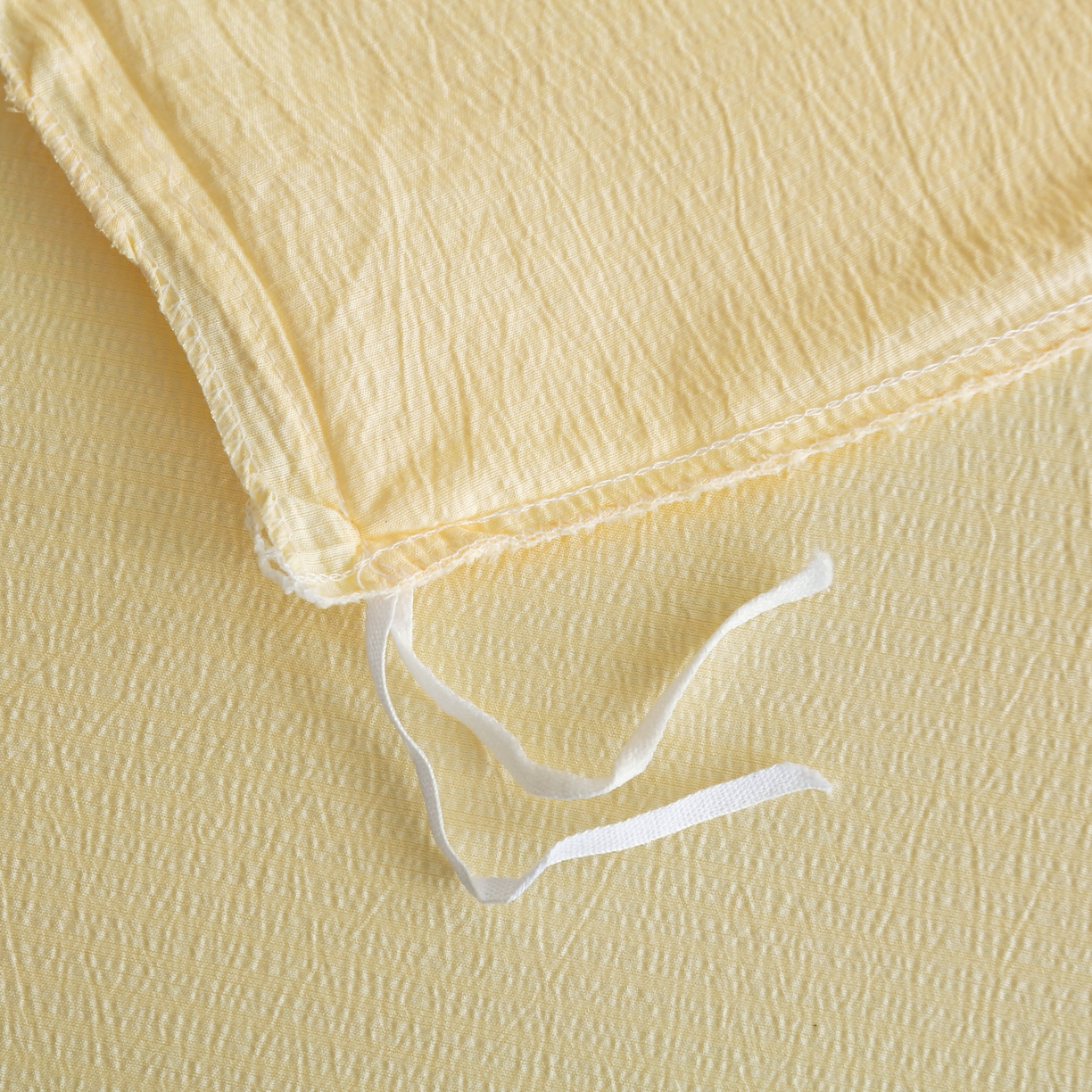 91家纺网 家纺一手货源 找家纺 恋之语 2025新款皱皱纱毛巾绣四件套及单被套系列-俏皮熊 俏皮熊-黄色