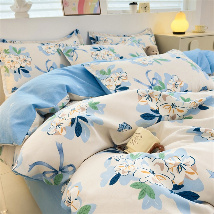 91家纺网 家纺一手货源 找家纺 2025新款直播爆款高克重植物羊绒四件套 清宁花影