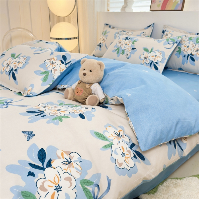 91家纺网 家纺一手货源 找家纺 2025新款直播爆款高克重植物羊绒四件套 清宁花影