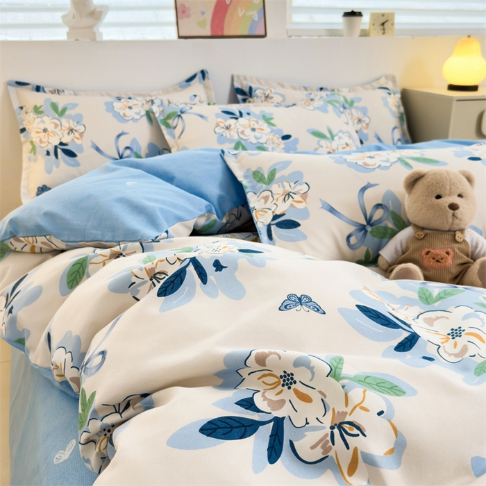 91家纺网 家纺一手货源 找家纺 2025新款直播爆款高克重植物羊绒四件套 清宁花影