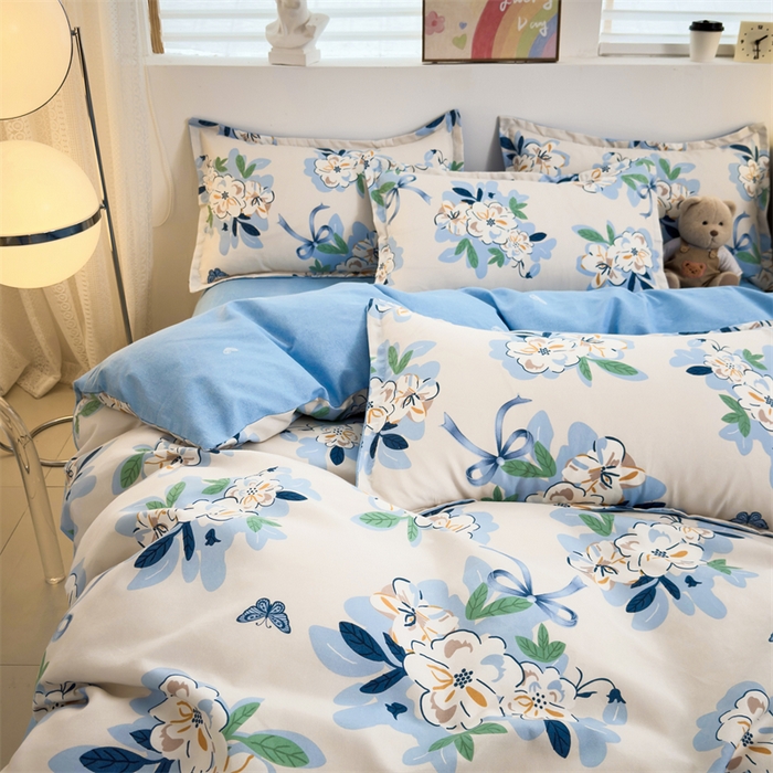 91家纺网 家纺一手货源 找家纺 2025新款直播爆款高克重植物羊绒四件套 清宁花影