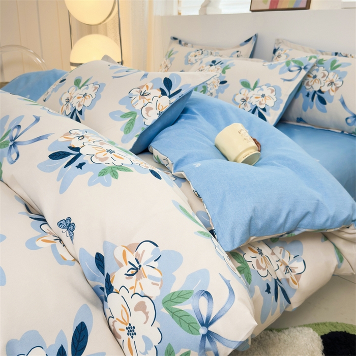 91家纺网 家纺一手货源 找家纺 2025新款直播爆款高克重植物羊绒四件套 清宁花影