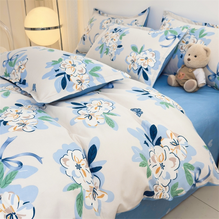 91家纺网 家纺一手货源 找家纺 2025新款直播爆款高克重植物羊绒四件套 清宁花影