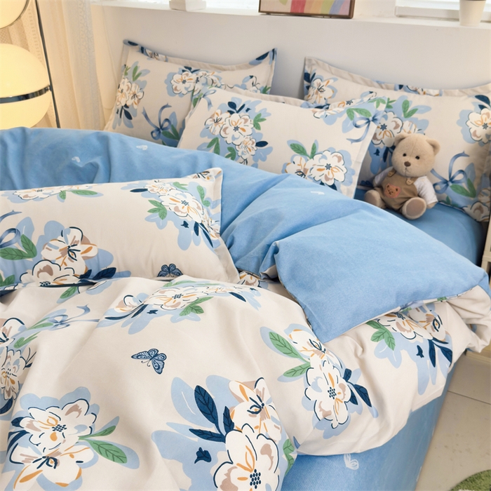 91家纺网 家纺一手货源 找家纺 2025新款直播爆款高克重植物羊绒四件套 清宁花影