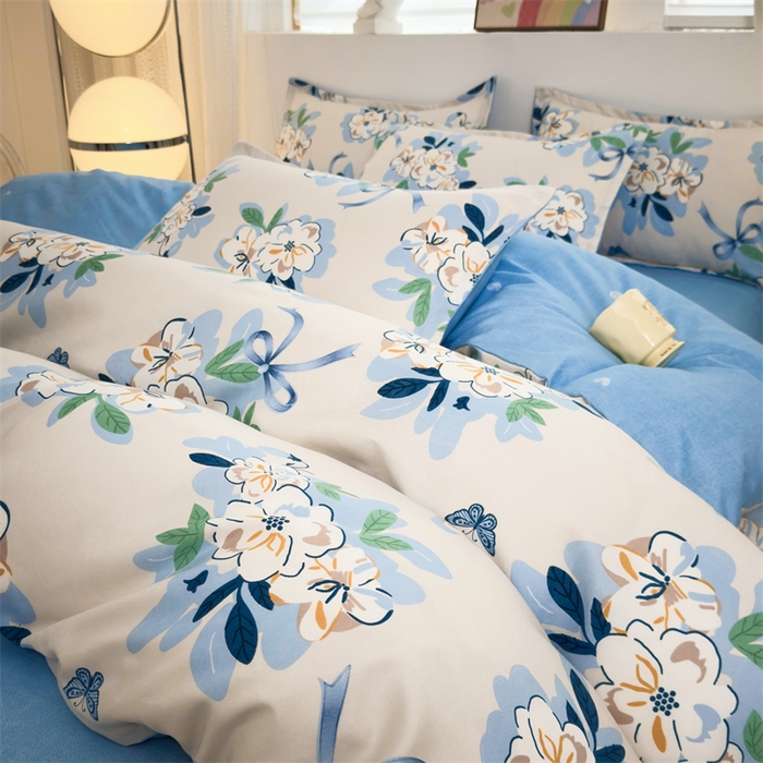 91家纺网 家纺一手货源 找家纺 2025新款直播爆款高克重植物羊绒四件套 清宁花影