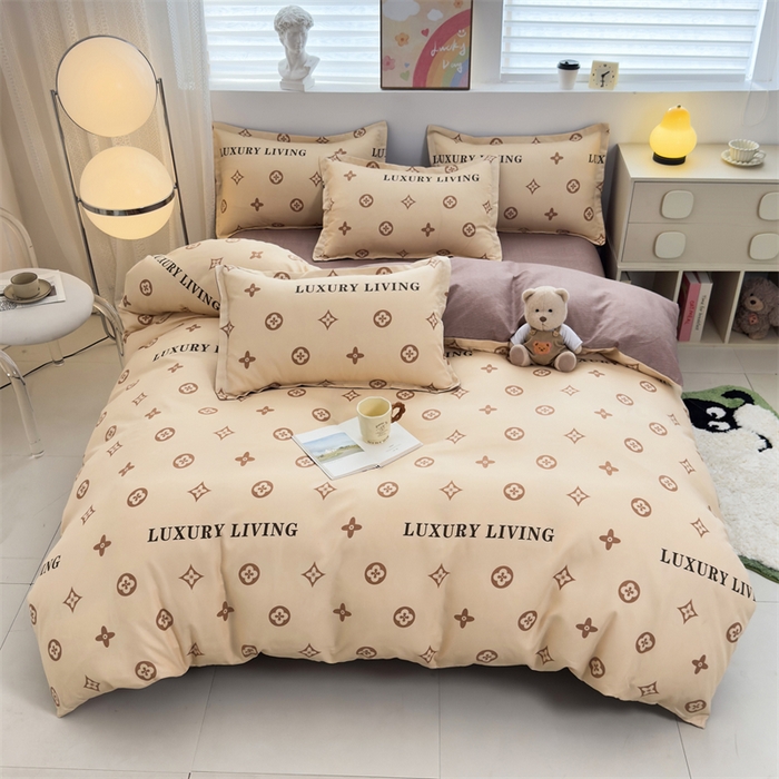 91家纺网 家纺一手货源 找家纺 2025新款直播爆款高克重植物羊绒四件套 奢居老花