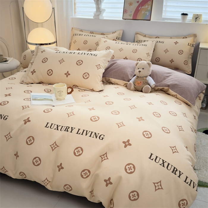 91家纺网 家纺一手货源 找家纺 2025新款直播爆款高克重植物羊绒四件套 奢居老花