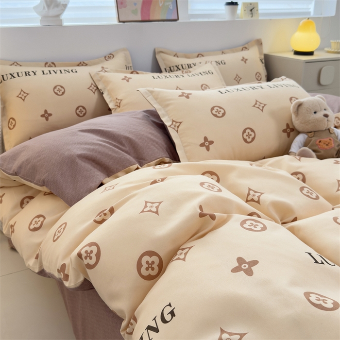 91家纺网 家纺一手货源 找家纺 2025新款直播爆款高克重植物羊绒四件套 奢居老花