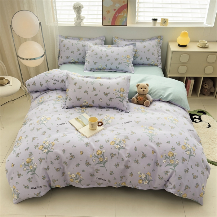 91家纺网 家纺一手货源 找家纺 2025新款直播爆款高克重植物羊绒四件套 紫雾花町