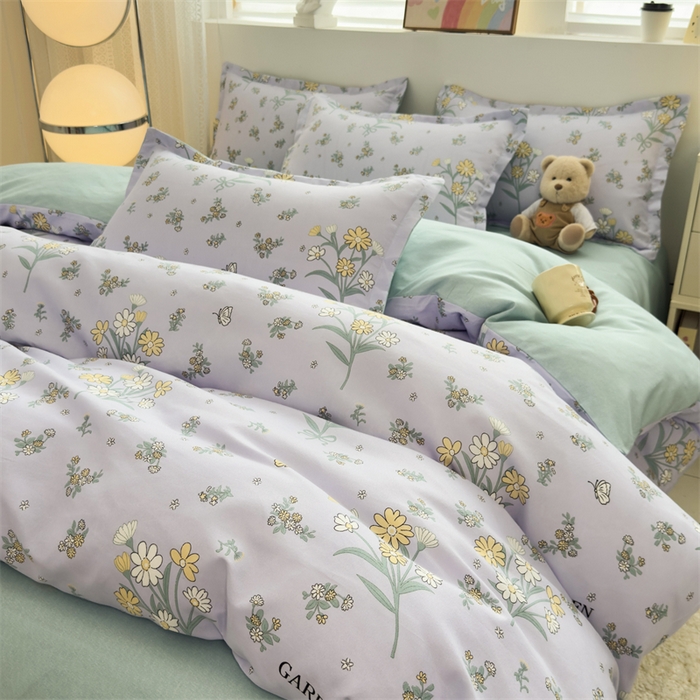 91家纺网 家纺一手货源 找家纺 2025新款直播爆款高克重植物羊绒四件套 紫雾花町