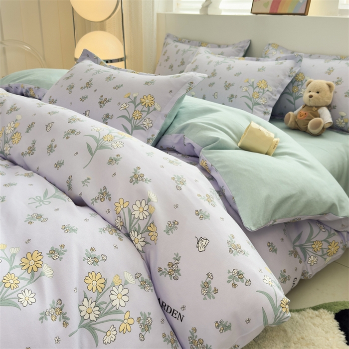 91家纺网 家纺一手货源 找家纺 2025新款直播爆款高克重植物羊绒四件套 紫雾花町