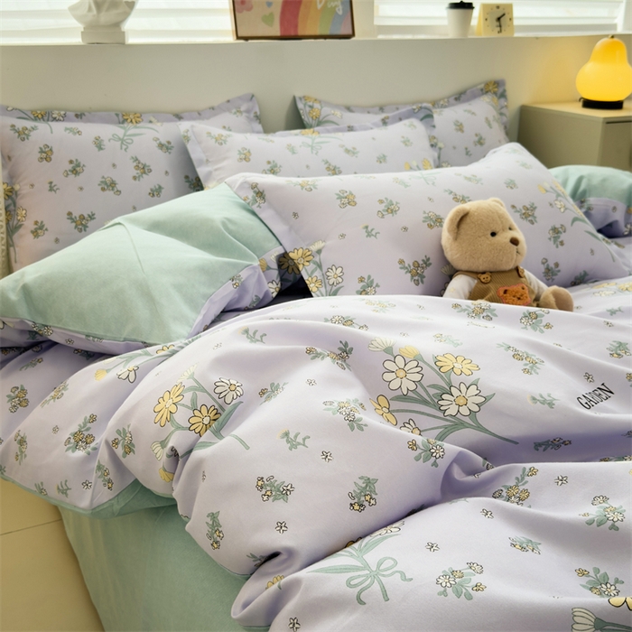 91家纺网 家纺一手货源 找家纺 2025新款直播爆款高克重植物羊绒四件套 紫雾花町