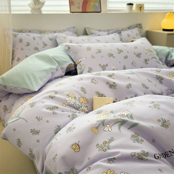 91家纺网 家纺一手货源 找家纺 2025新款直播爆款高克重植物羊绒四件套 紫雾花町