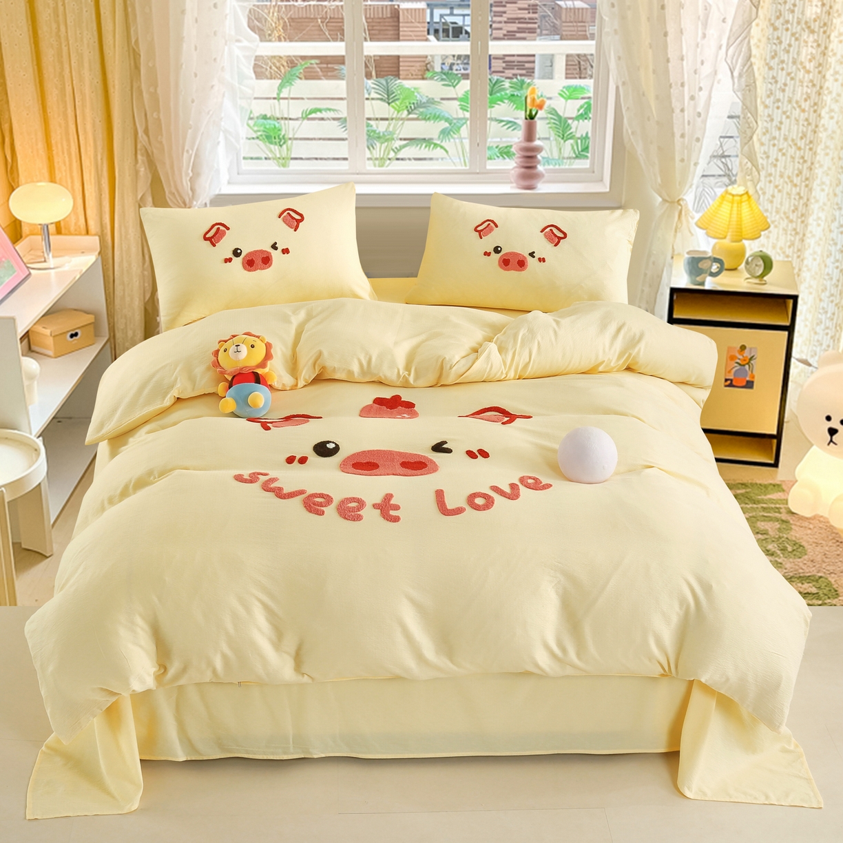 91家纺网 家纺一手货源 找家纺 （总）恋之语 2025春夏新款云感全棉纯棉花边款夏被夏凉被空调被四件套套件