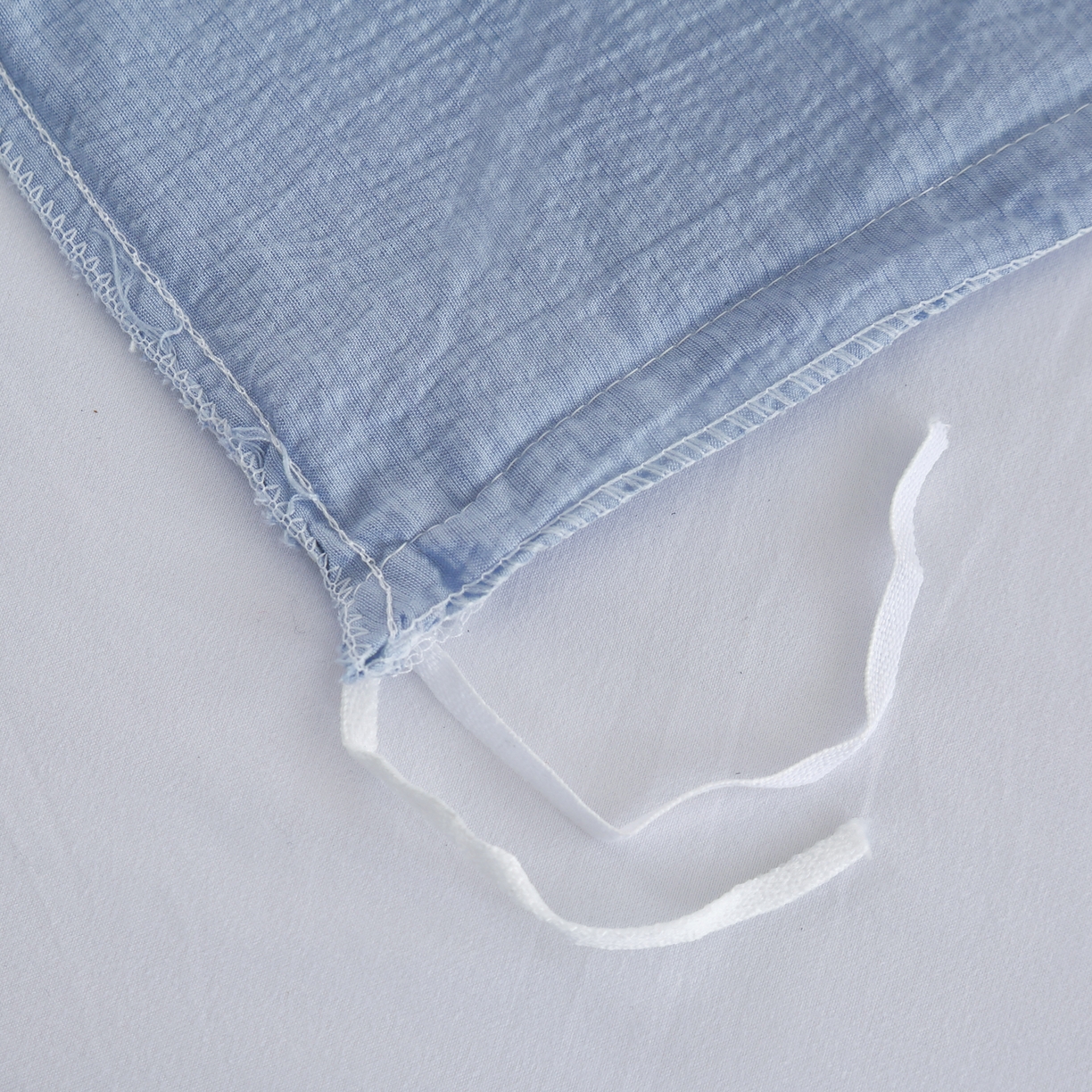 91家纺网 家纺一手货源 找家纺 恋之语 2025新款皱皱纱木棉毛巾绣四件套及单被套系列-可爱猪 可爱猪-天蓝