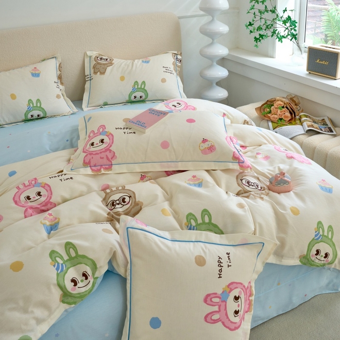 91家纺网 家纺一手货源 找家纺 （总）三沁家居 2025新款全棉纯棉斜纹精梳长绒棉印花四件套