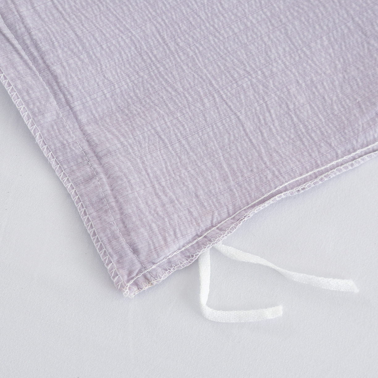 91家纺网 家纺一手货源 找家纺 恋之语 2025新款皱皱纱木棉毛巾绣四件套及单被套系列-乖乖狗 乖乖狗-紫色