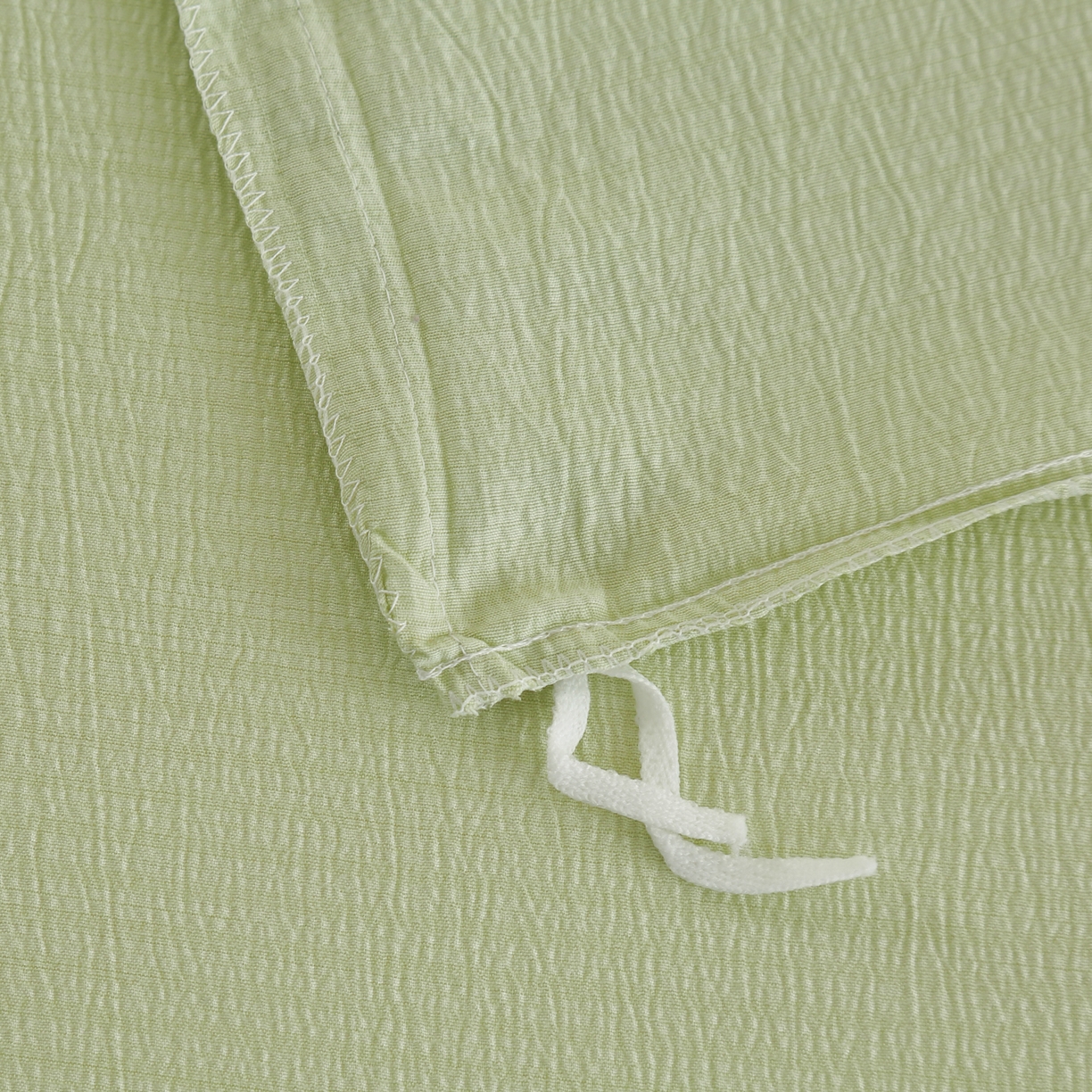 91家纺网 家纺一手货源 找家纺 恋之语 2025新款皱皱纱木棉毛巾绣四件套及单被套系列-乖乖狗 乖乖狗-抹茶绿