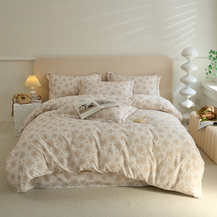 91家纺网 家纺一手货源 找家纺 三沁家居 2025新款全棉纯棉斜纹精梳长绒棉印花四件套 漫天星语