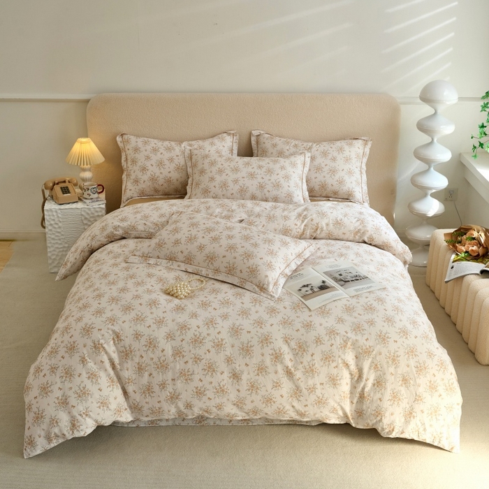 91家纺网 家纺一手货源 找家纺 三沁家居 2025新款全棉纯棉斜纹精梳长绒棉印花四件套 漫天星语