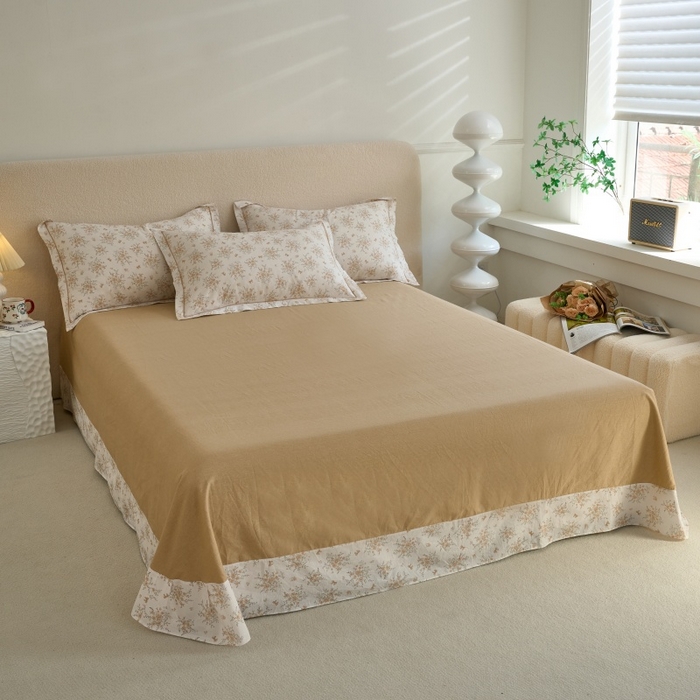 91家纺网 家纺一手货源 找家纺 三沁家居 2025新款全棉纯棉斜纹精梳长绒棉印花四件套 漫天星语