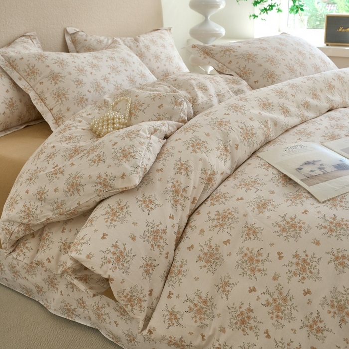 91家纺网 家纺一手货源 找家纺 三沁家居 2025新款全棉纯棉斜纹精梳长绒棉印花四件套 漫天星语