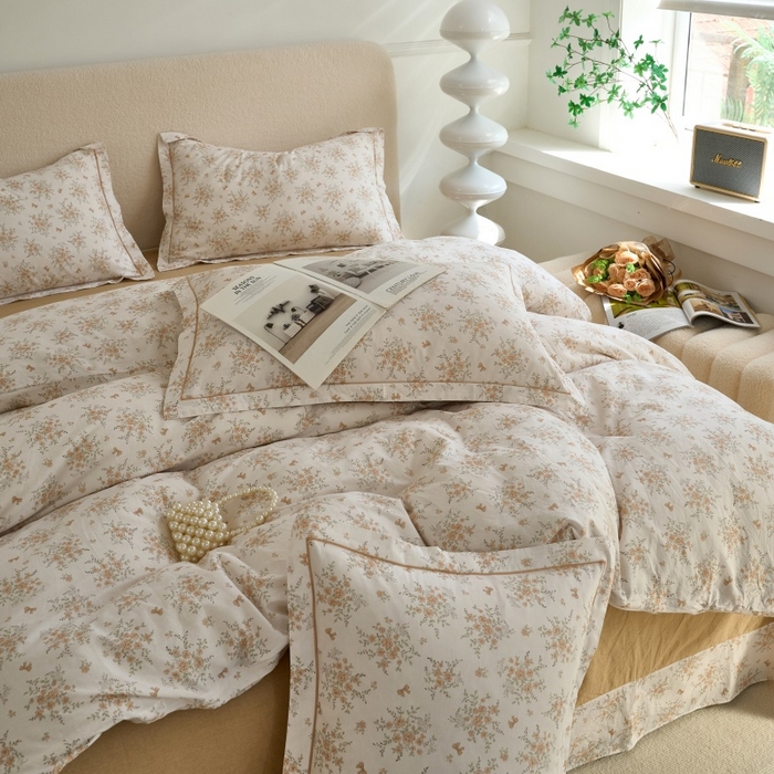 三沁家居 2025新款全棉纯棉斜纹精梳长绒棉印花四件套 漫天星语