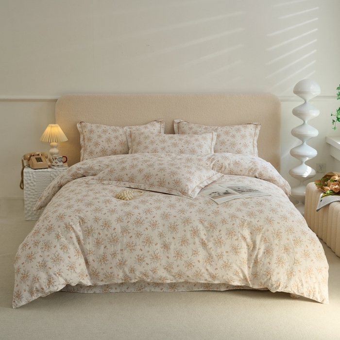 91家纺网 家纺一手货源 找家纺 三沁家居 2025新款全棉纯棉斜纹精梳长绒棉印花四件套 漫天星语