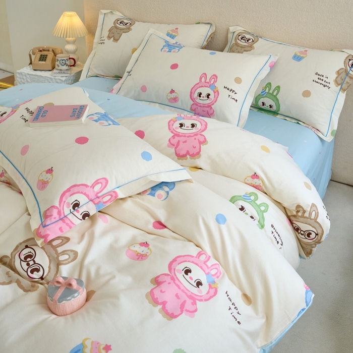 91家纺网 家纺一手货源 找家纺 三沁家居 2025新款全棉纯棉斜纹精梳长绒棉印花四件套 棉布布