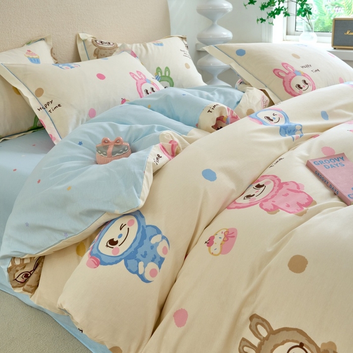 91家纺网 家纺一手货源 找家纺 三沁家居 2025新款全棉纯棉斜纹精梳长绒棉印花四件套 棉布布