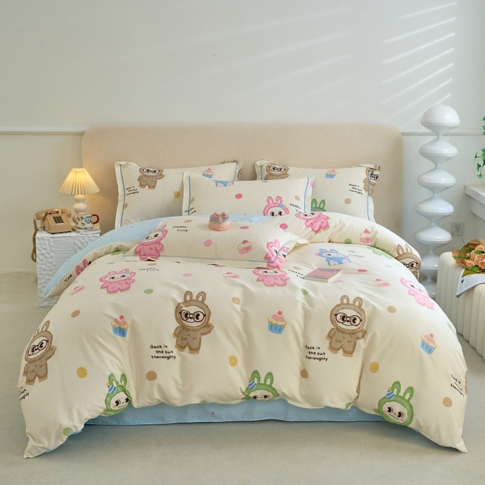 91家纺网 家纺一手货源 找家纺 三沁家居 2025新款全棉纯棉斜纹精梳长绒棉印花四件套 棉布布